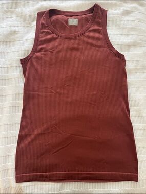 Athleta Ribbed Tank Top in Burnt Orange